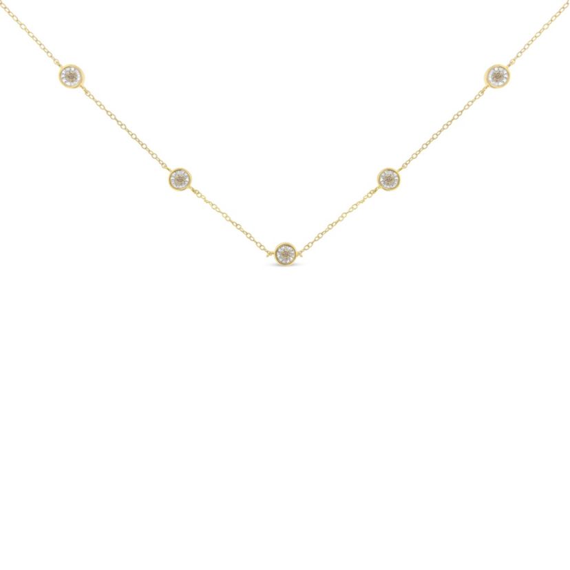 Sterling Silver 1/2 Cttw Diamond Station Necklace