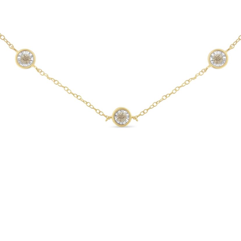 Sterling Silver 1/2 Cttw Diamond Station Necklace