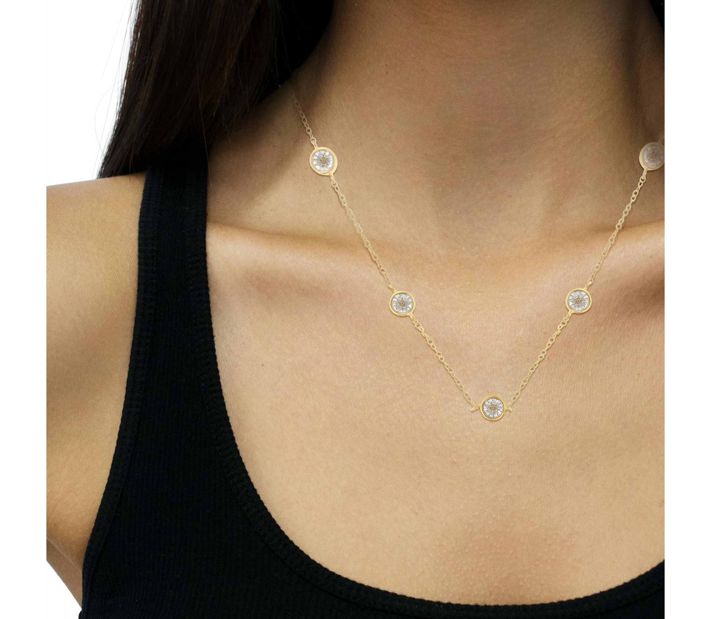 Sterling Silver 1/2 Cttw Diamond Station Necklace