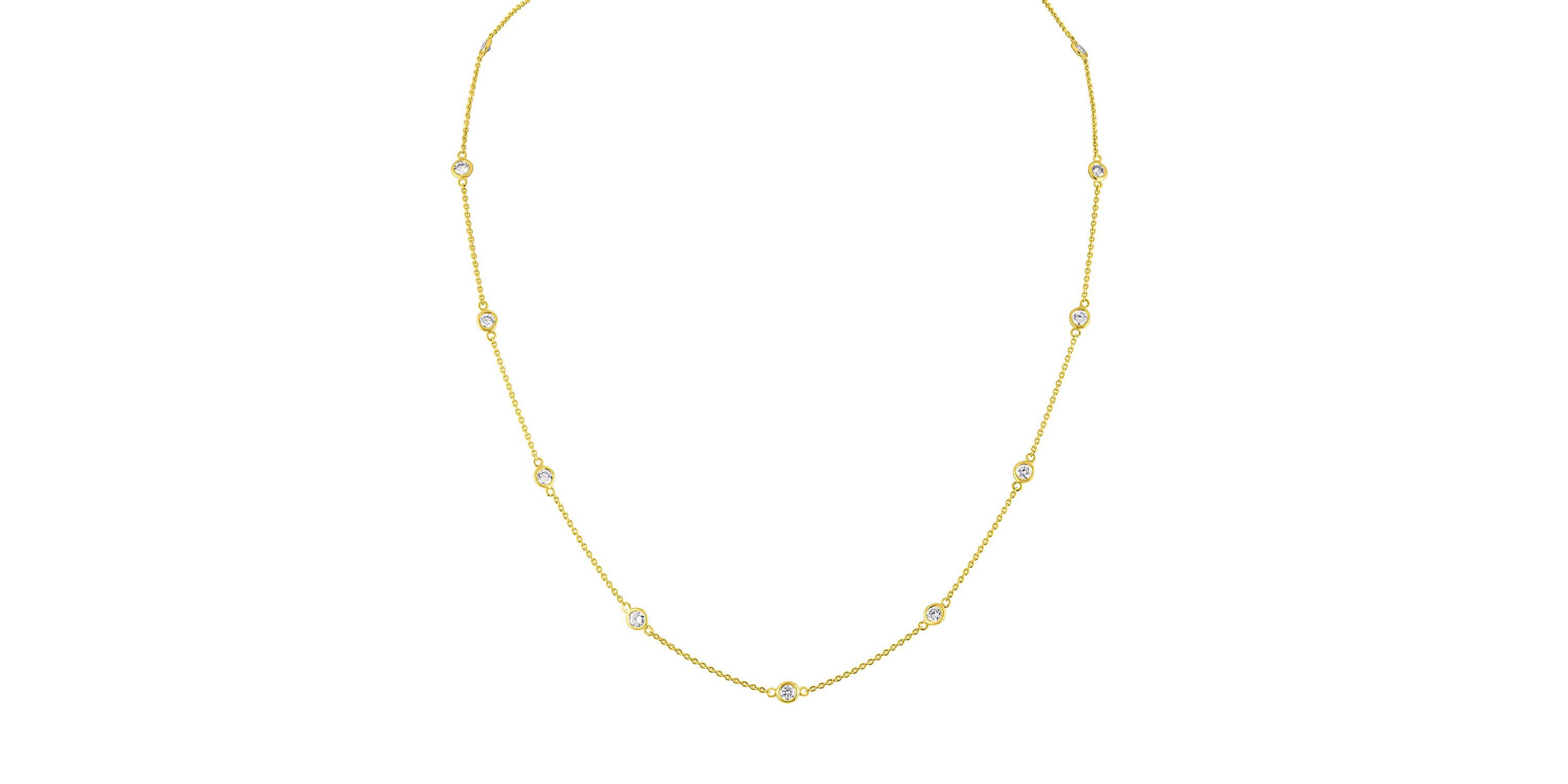 14K Gold 1.0 Cttw Diamond Station Necklace