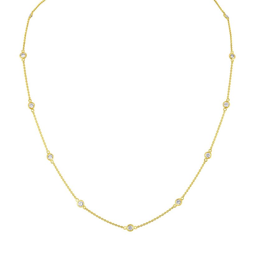 14K Gold 1.0 Cttw Diamond Station Necklace