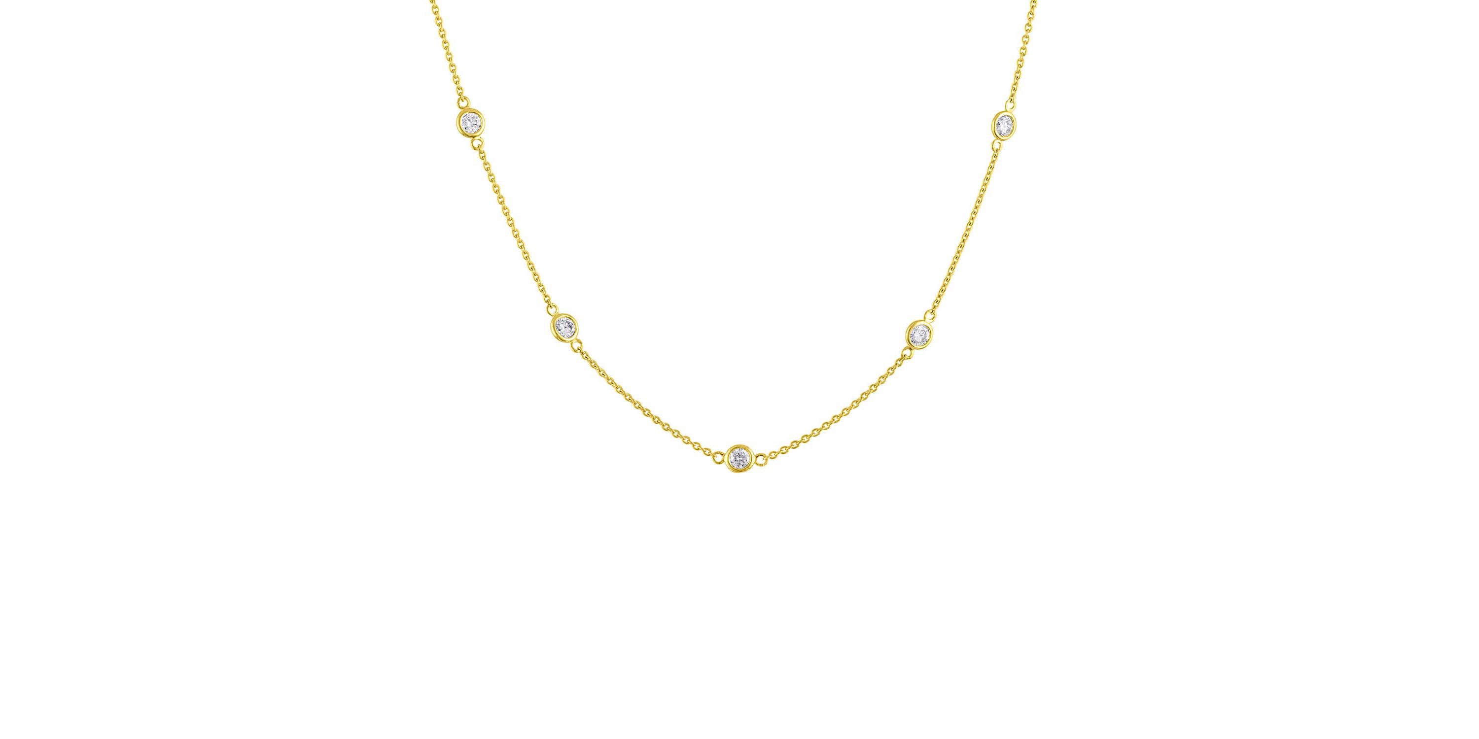 14K Gold 1.0 Cttw Diamond Station Necklace