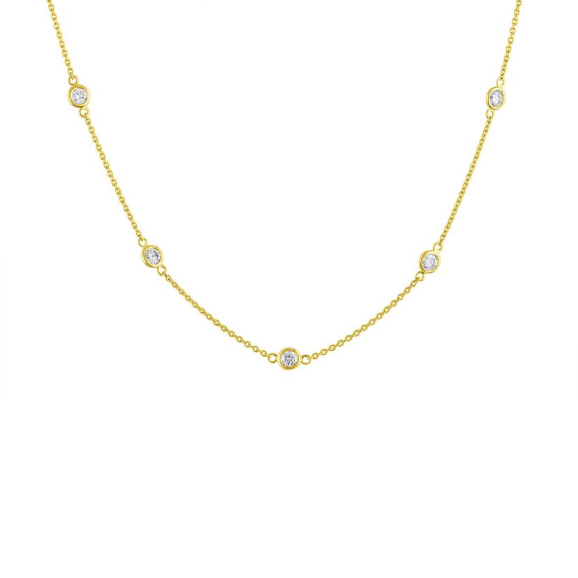 14K Gold 1.0 Cttw Diamond Station Necklace