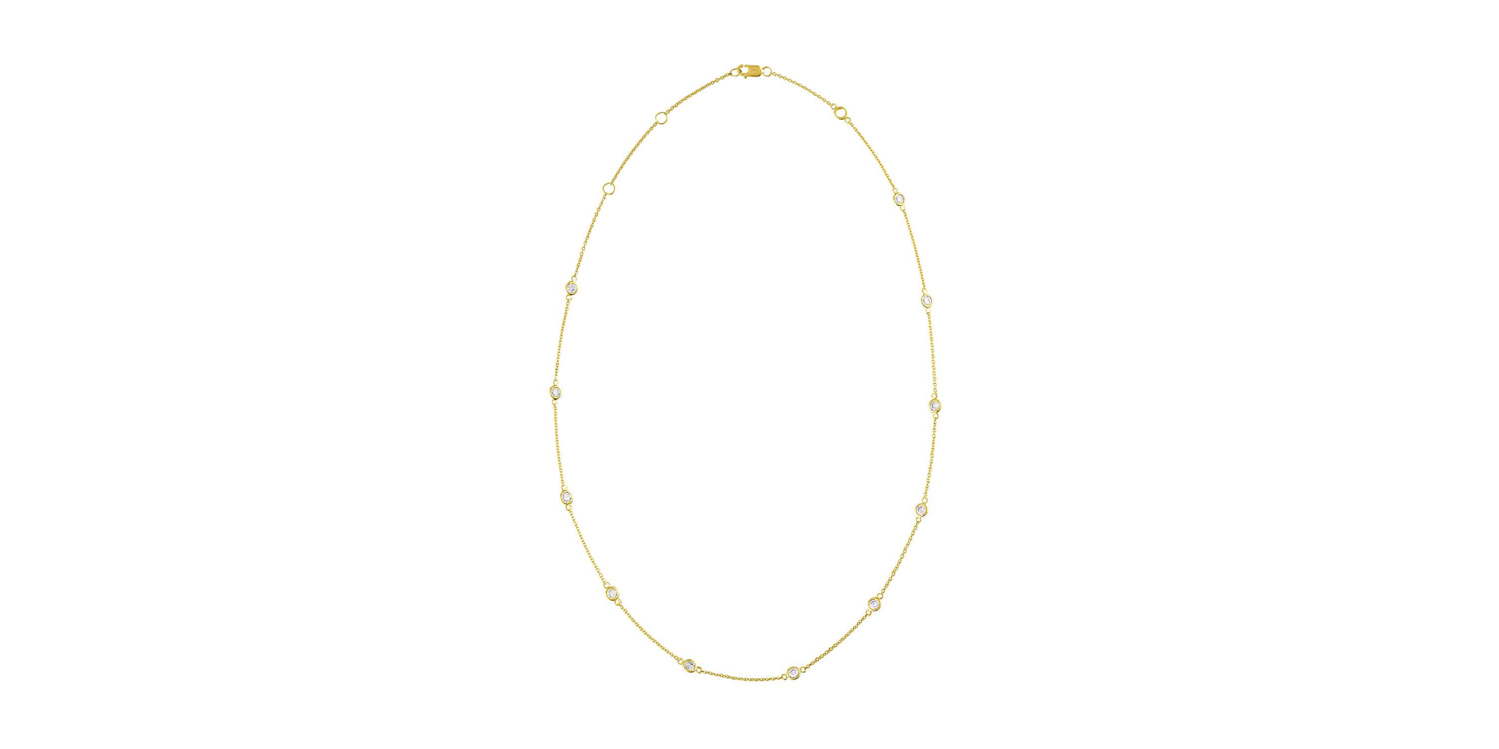 14K Gold 1.0 Cttw Diamond Station Necklace