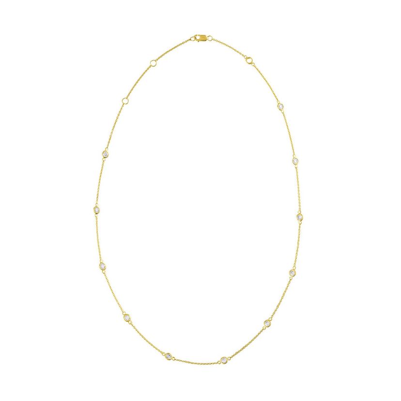 14K Gold 1.0 Cttw Diamond Station Necklace