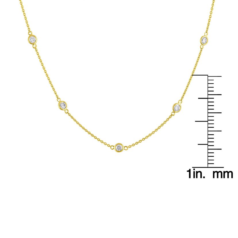 14K Gold 1.0 Cttw Diamond Station Necklace