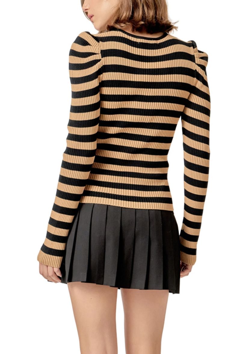 Stripe Bow Knit Top