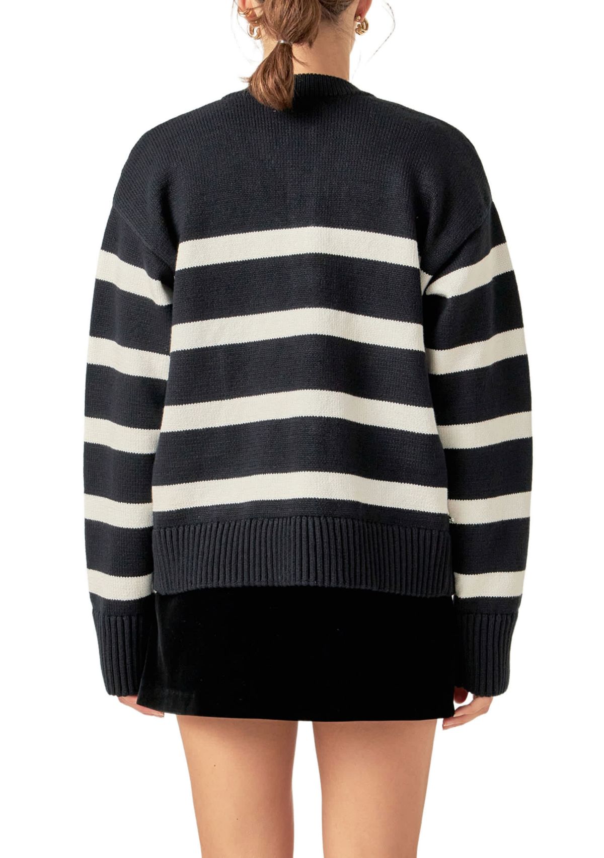 Zip Up Striped Sweater