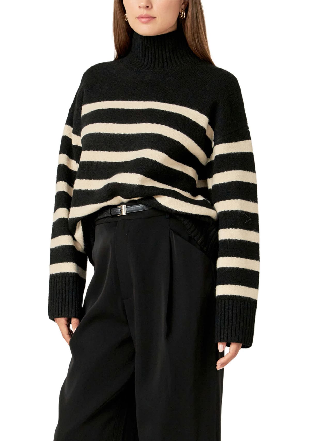Stripe Turtle Neck Knit