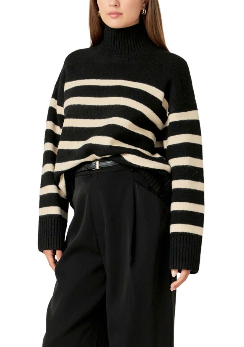 Stripe Turtle Neck Knit