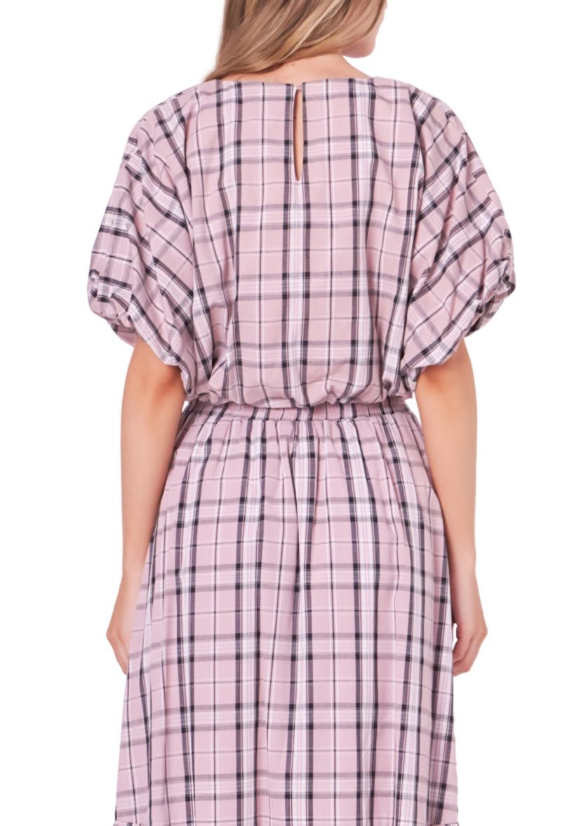 Plaid Voluminous Cropped Top