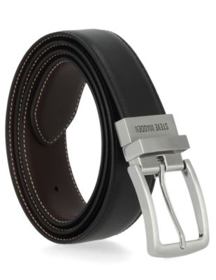 Men's STEVE MADDEN CASUAL FEATHER EDGE BELT, Black, Medium