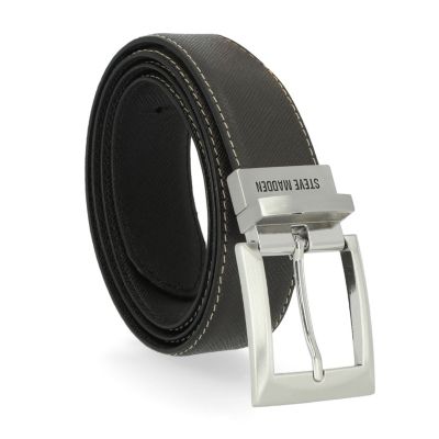 Men's STEVE MADDEN EDGE STITCH BELT, Brown, XL