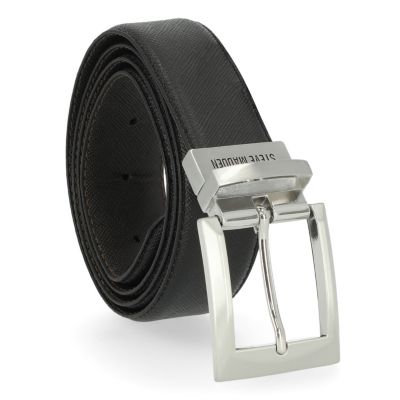 Men's STEVE MADDEN SAFFIANO BELT, Black, Small