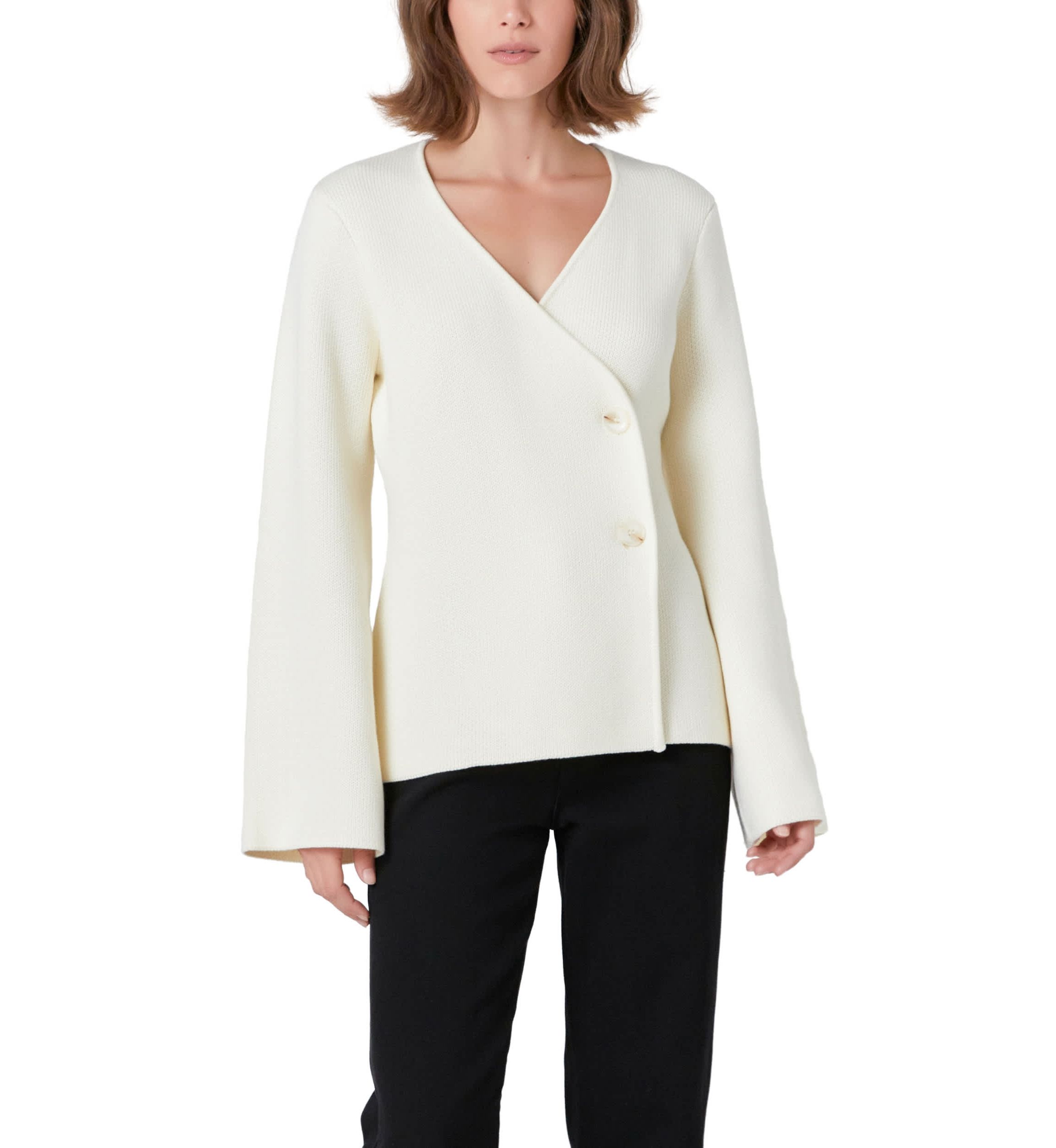 2 Button Cinched Sweater Cardigan