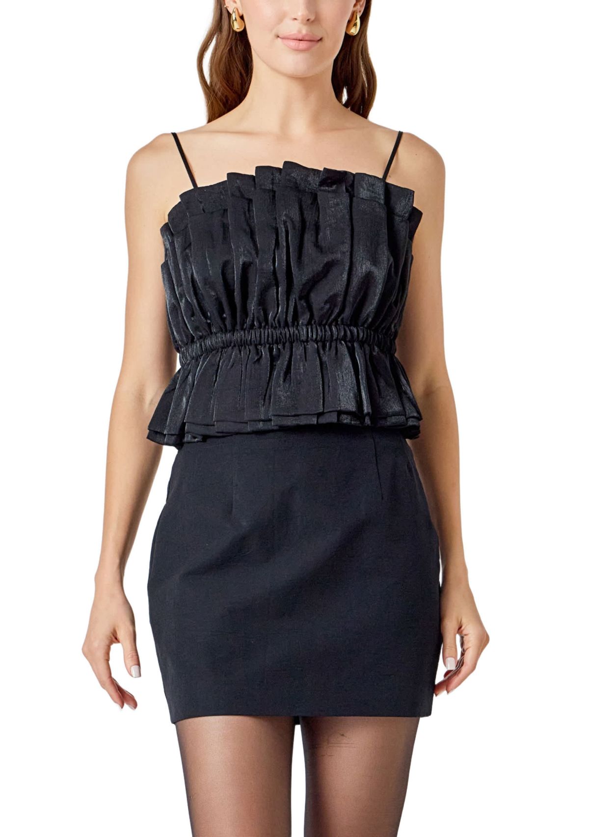 Sheen Ruffled Strapless Top