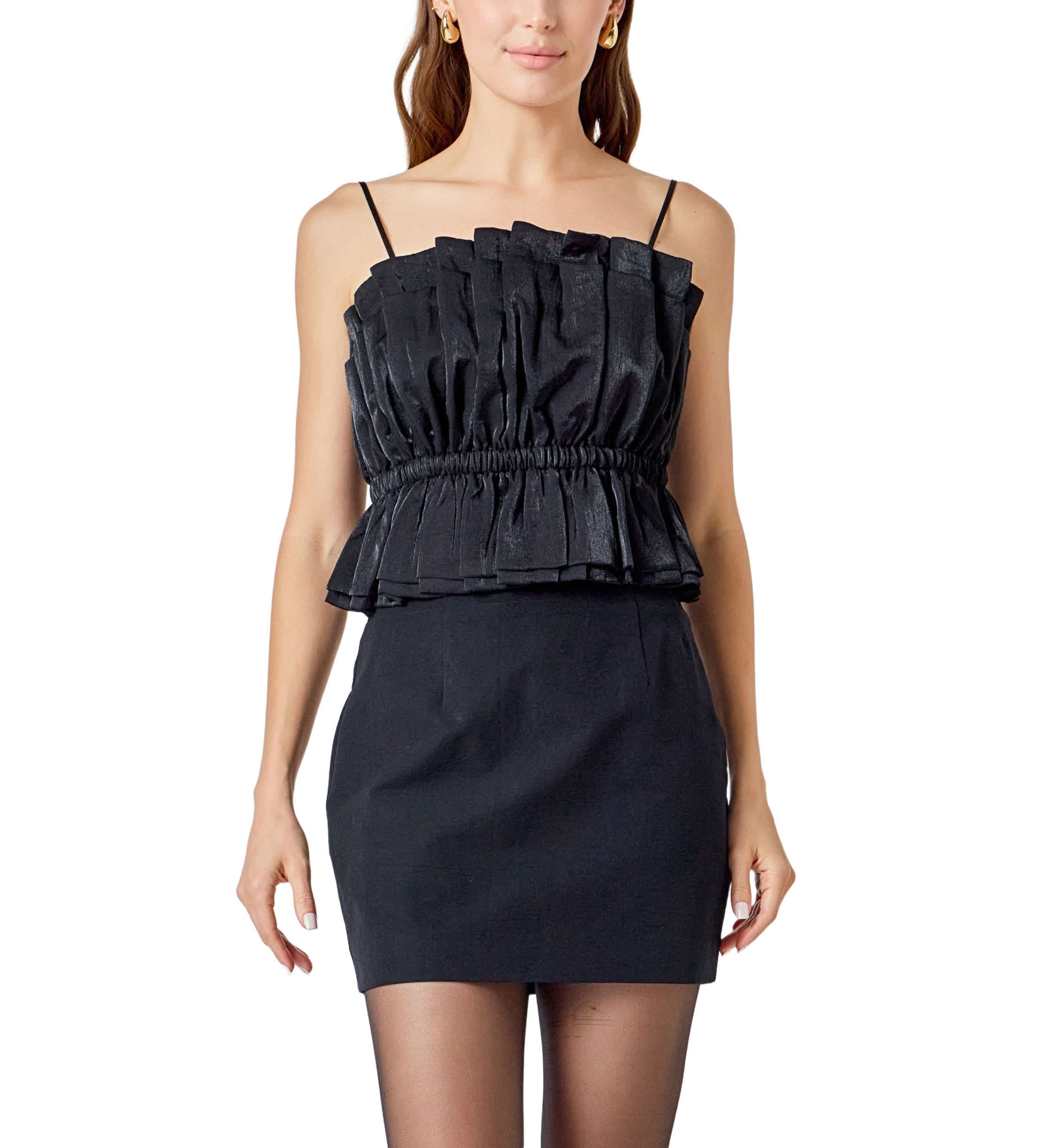 Sheen Ruffled Strapless Top