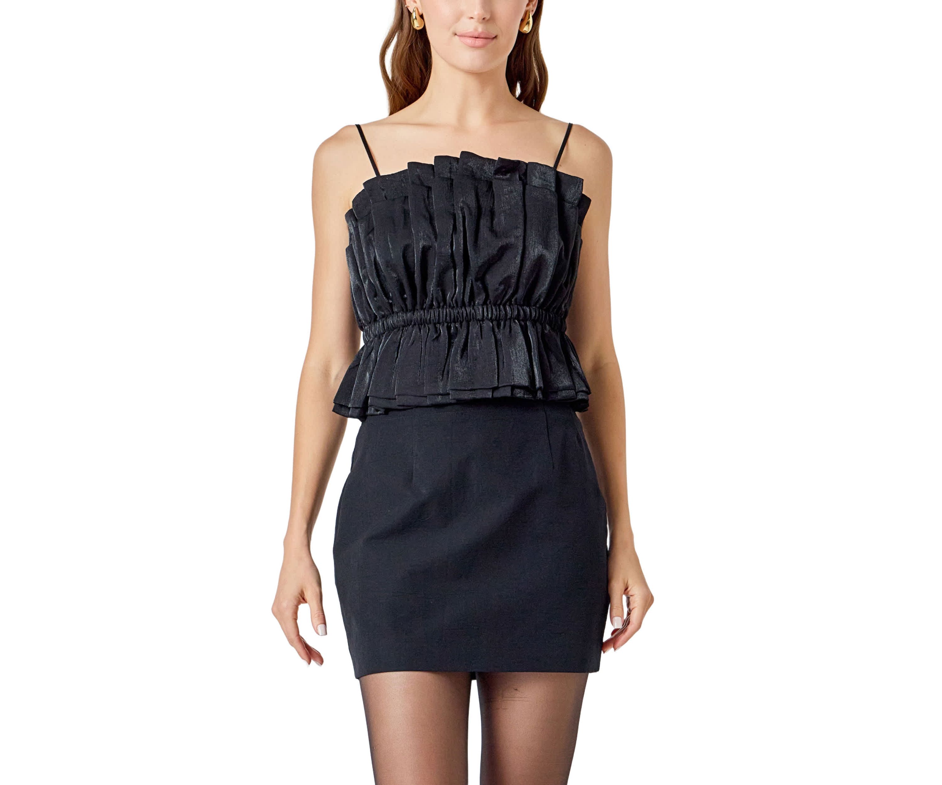 Sheen Ruffled Strapless Top