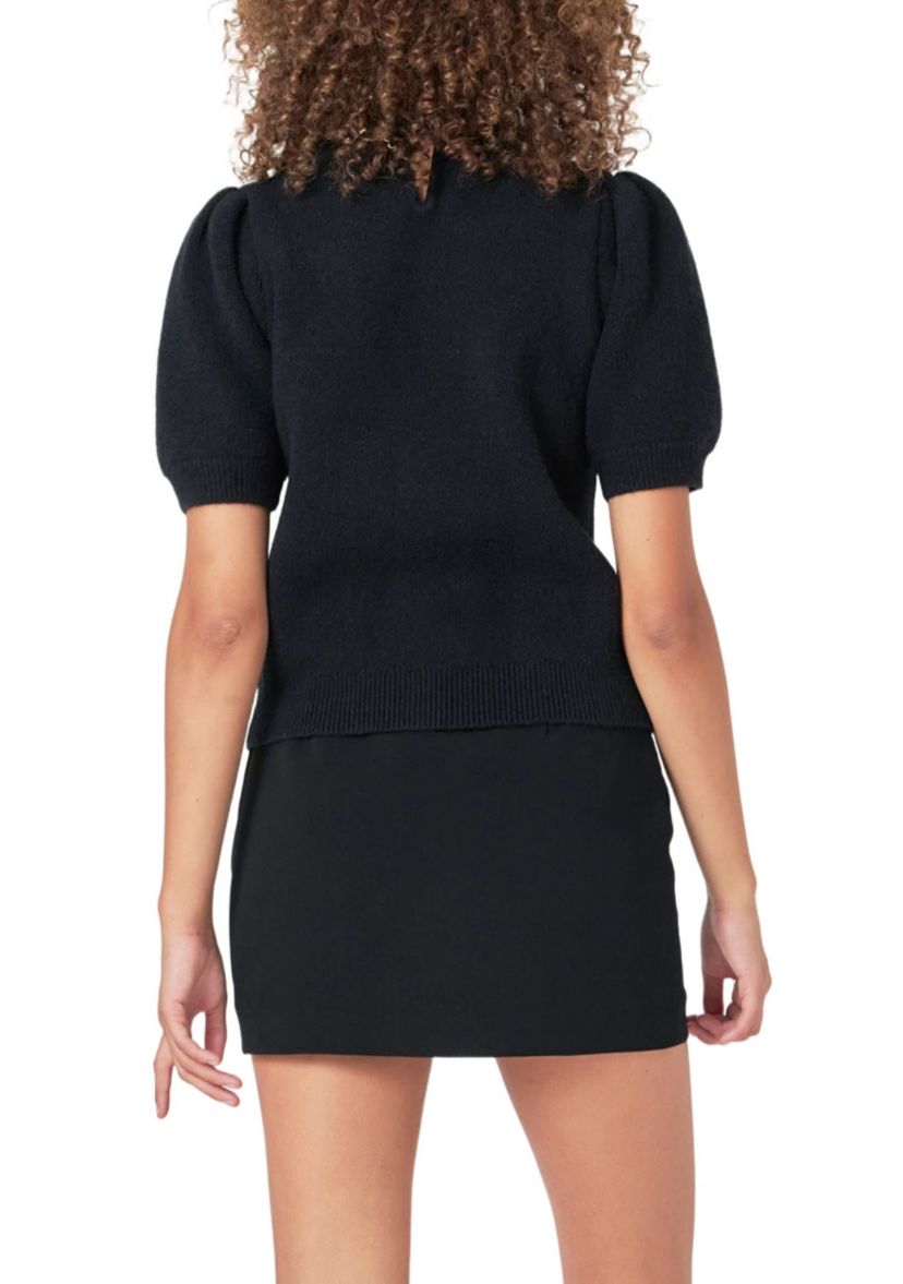Puff Chain Detailed Knit Top