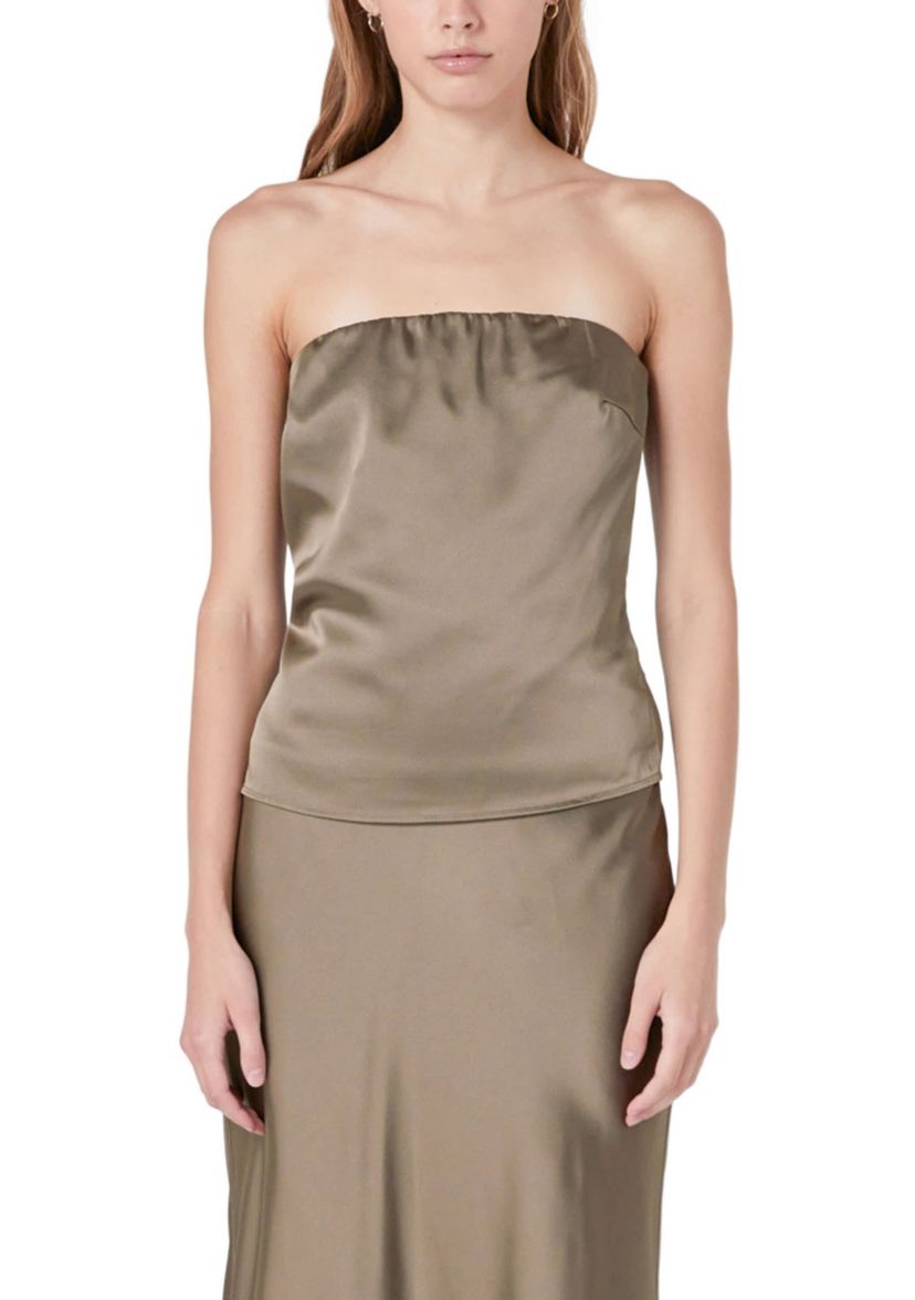 Satin Strapless Top