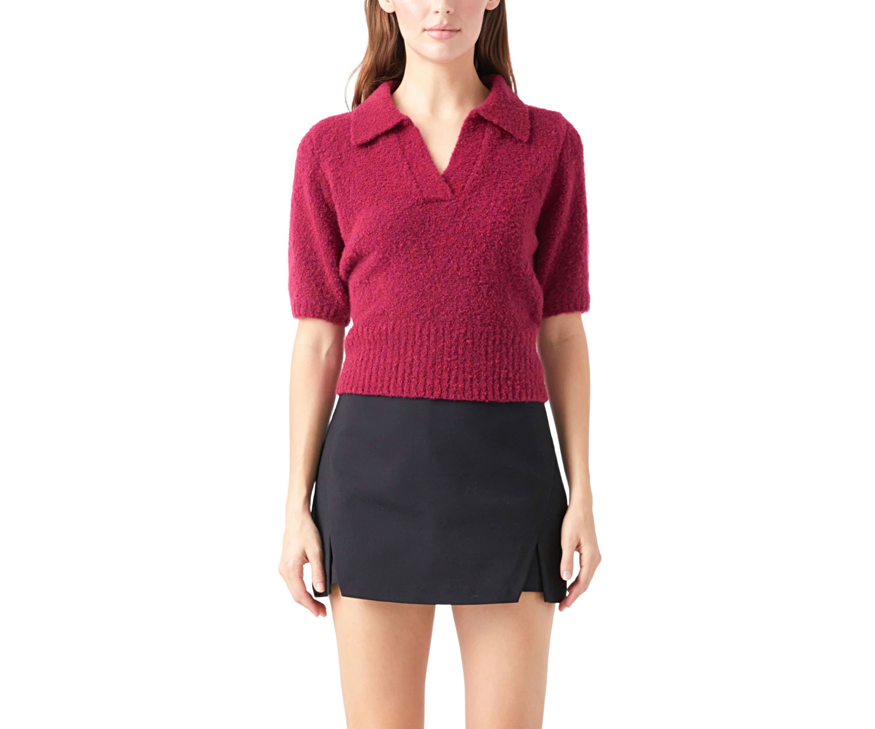 Short Sleeve Collared Sweater