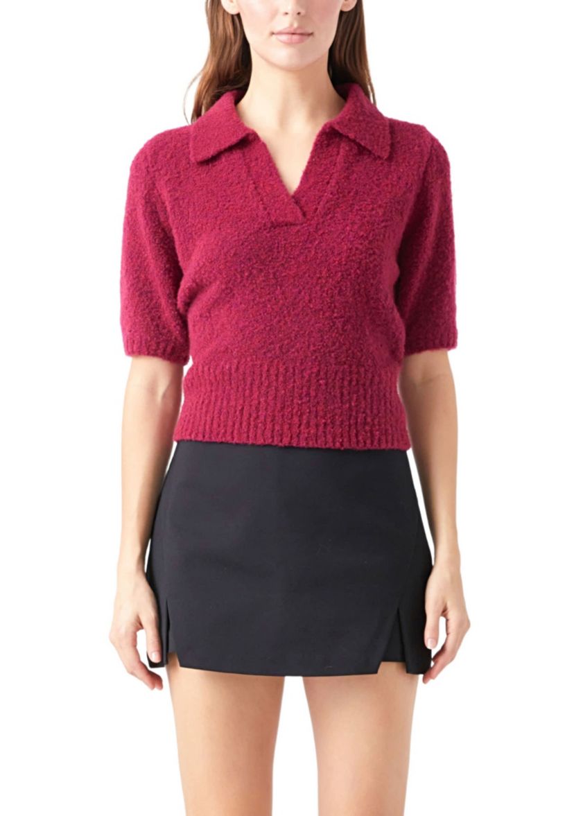 Short Sleeve Collared Sweater