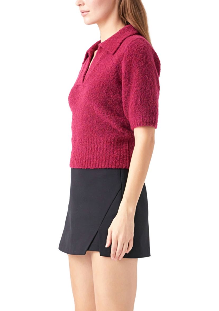 Short Sleeve Collared Sweater