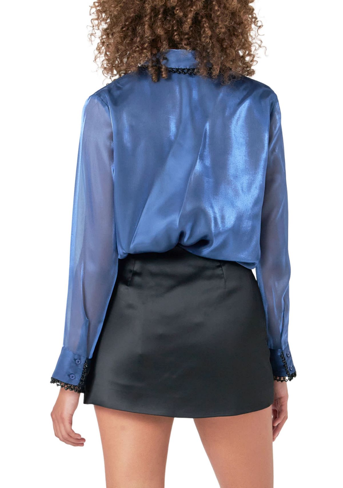 Beaded Collar Relaxed Blouse