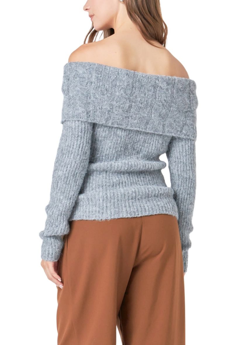 Off Shoulder Cable Knit Sweater