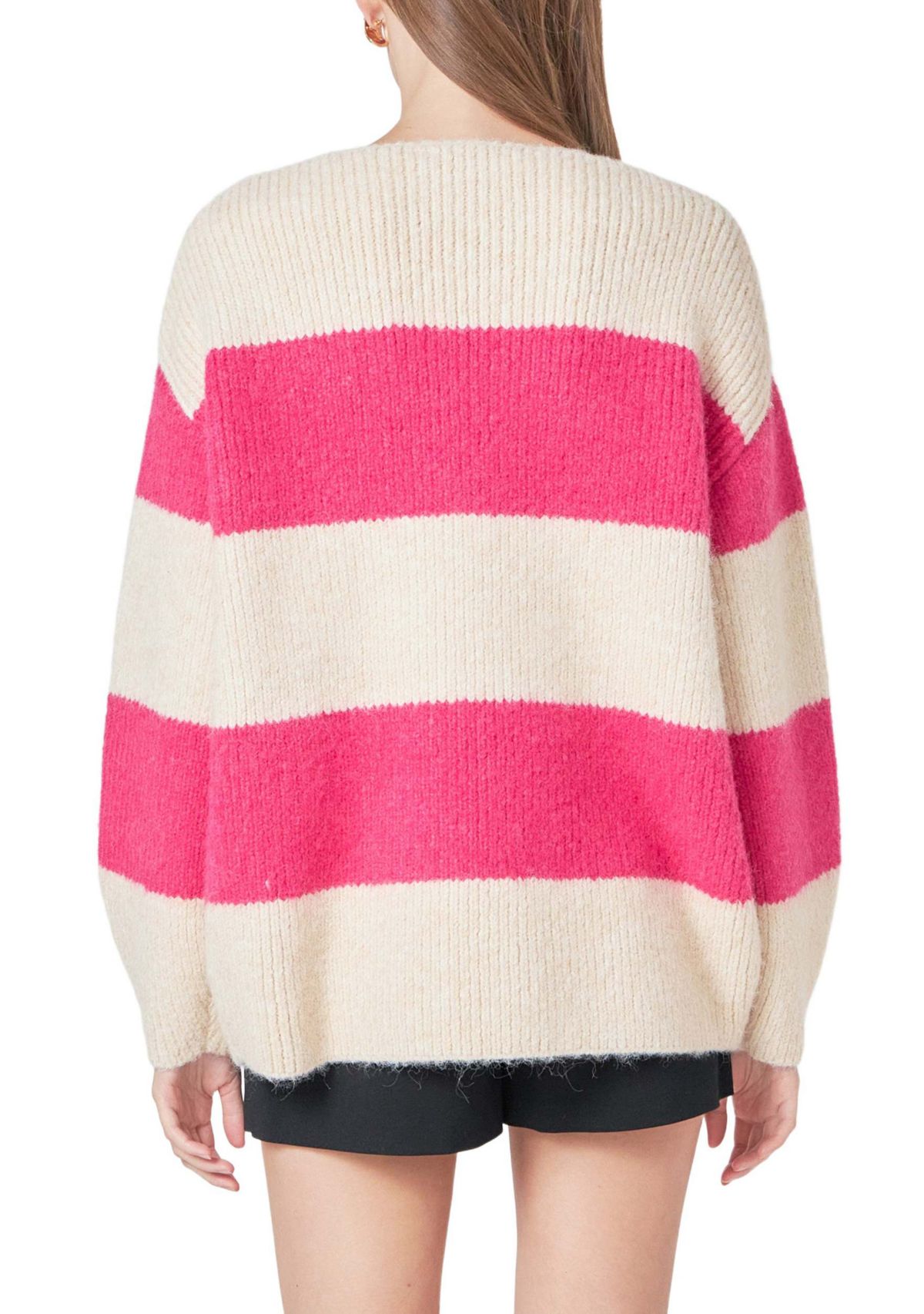 Fuzzy Striped Oversized Sweater