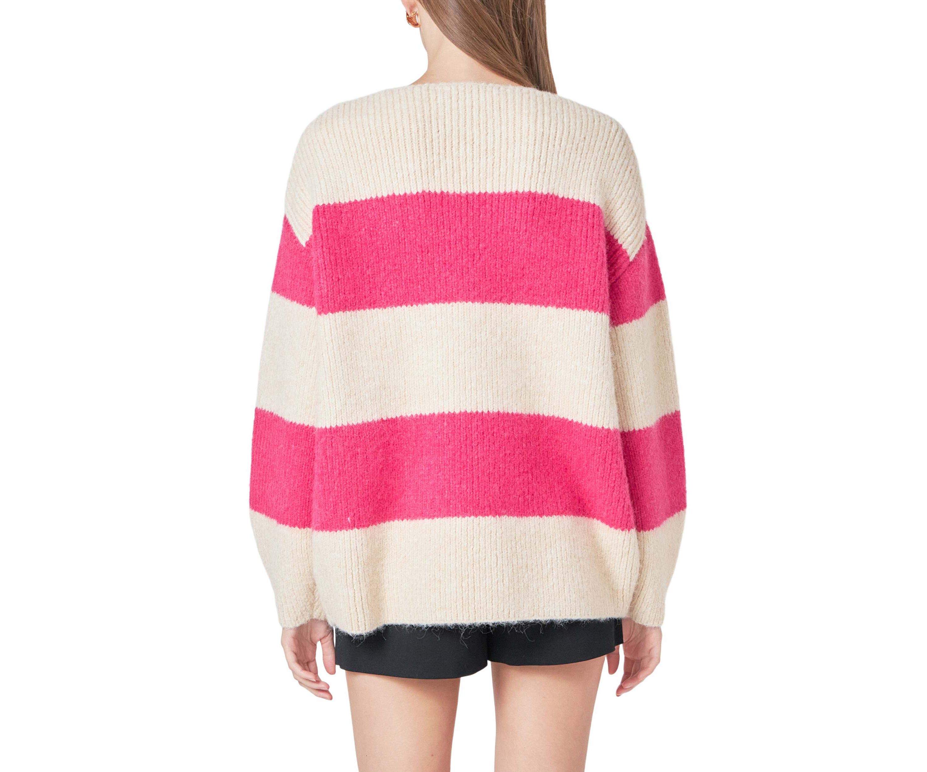 Fuzzy Striped Oversized Sweater