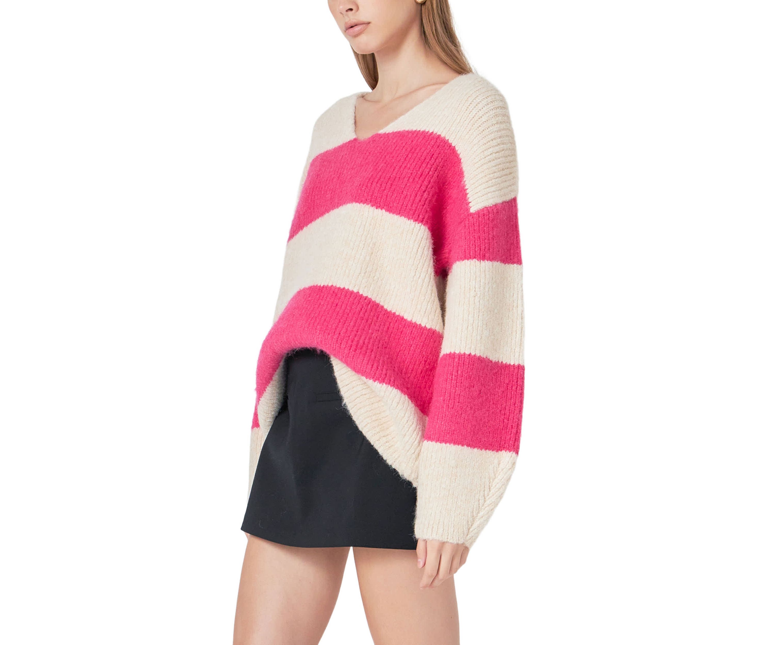 Fuzzy Striped Oversized Sweater