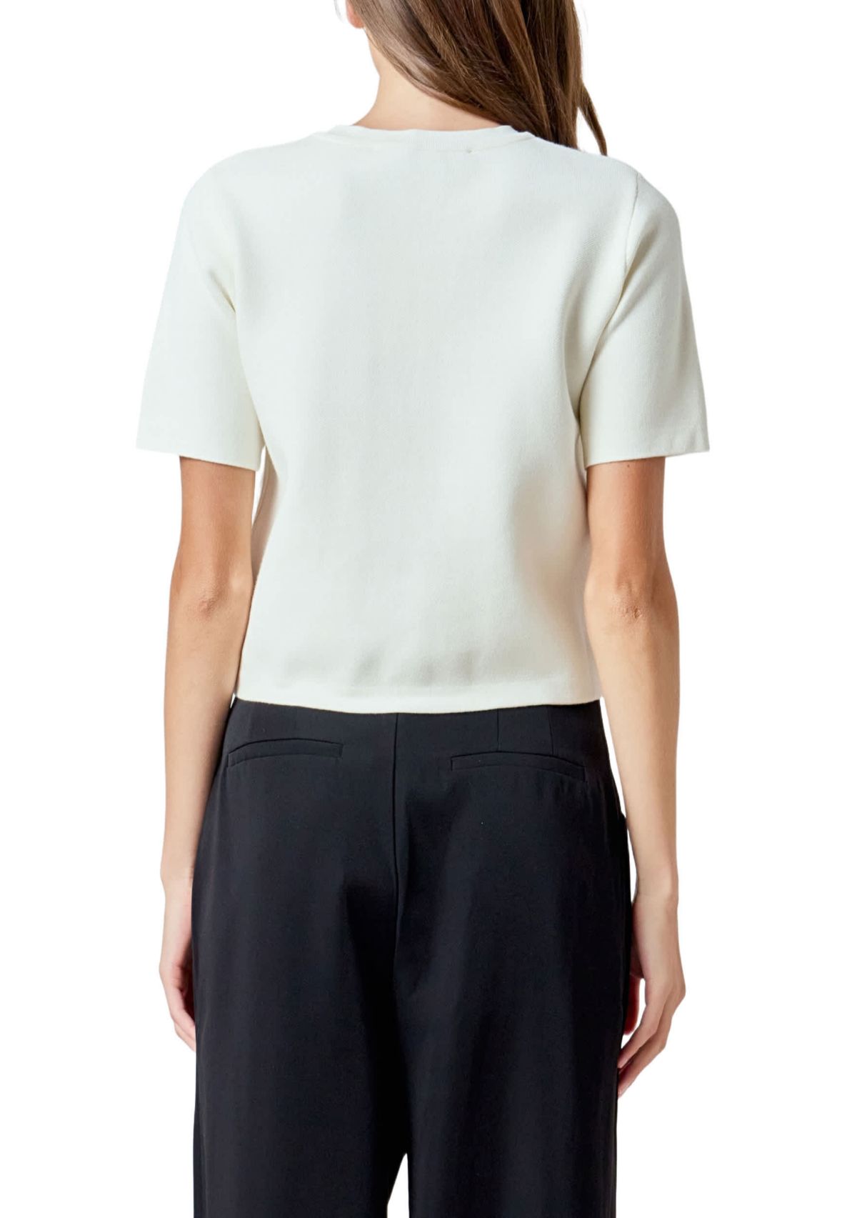 Short Sleeve Jewel Button-Up Cardigan
