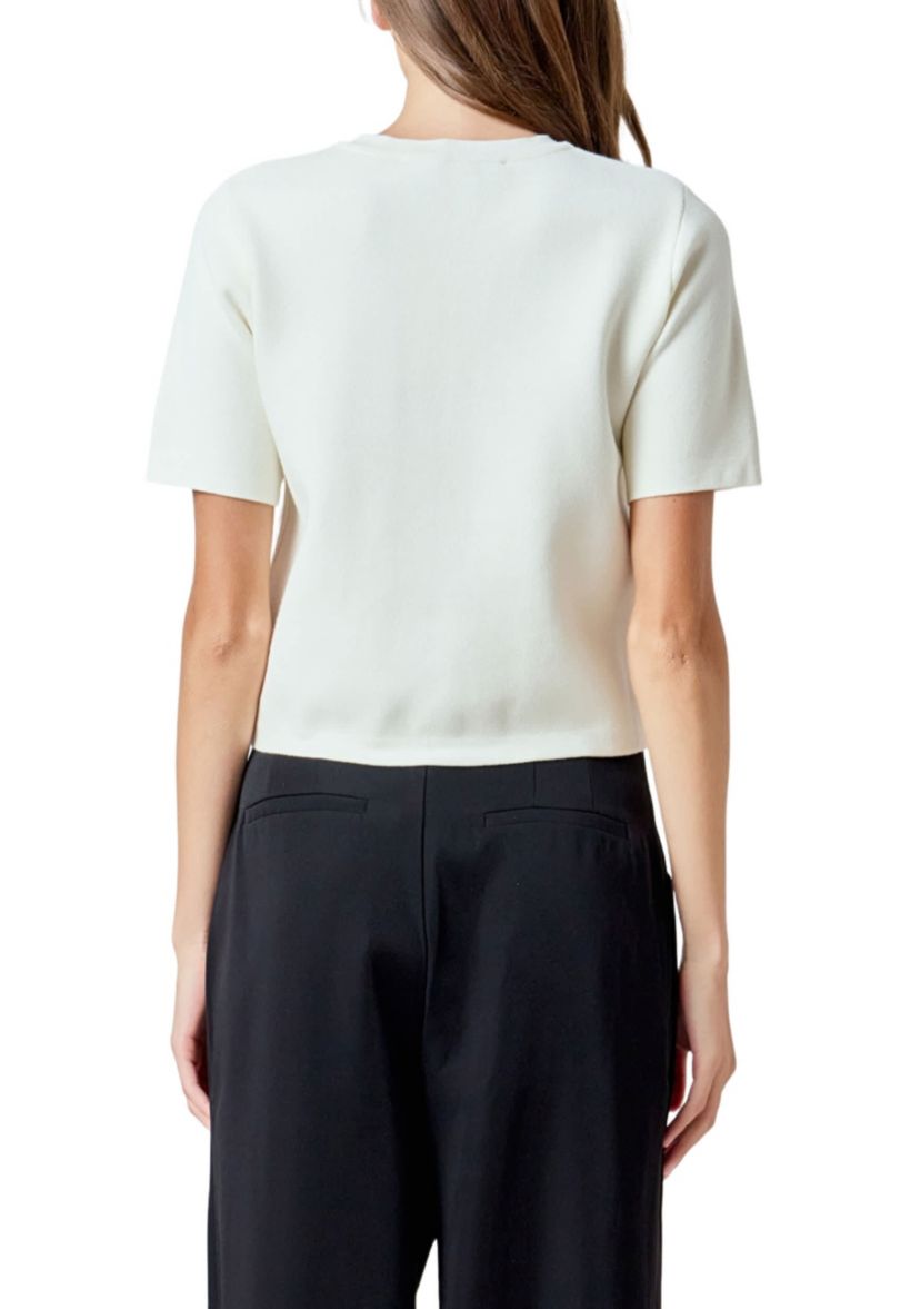 Short Sleeve Jewel Button-Up Cardigan