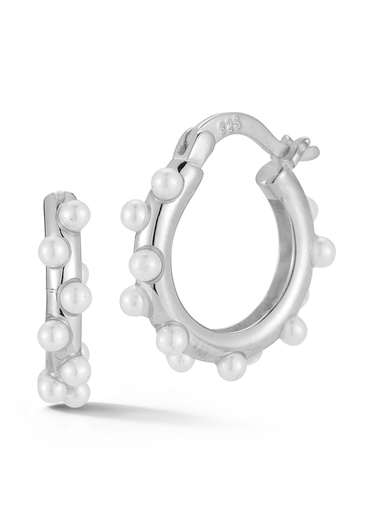 Sterling Silver Pearl Hoop Earrings