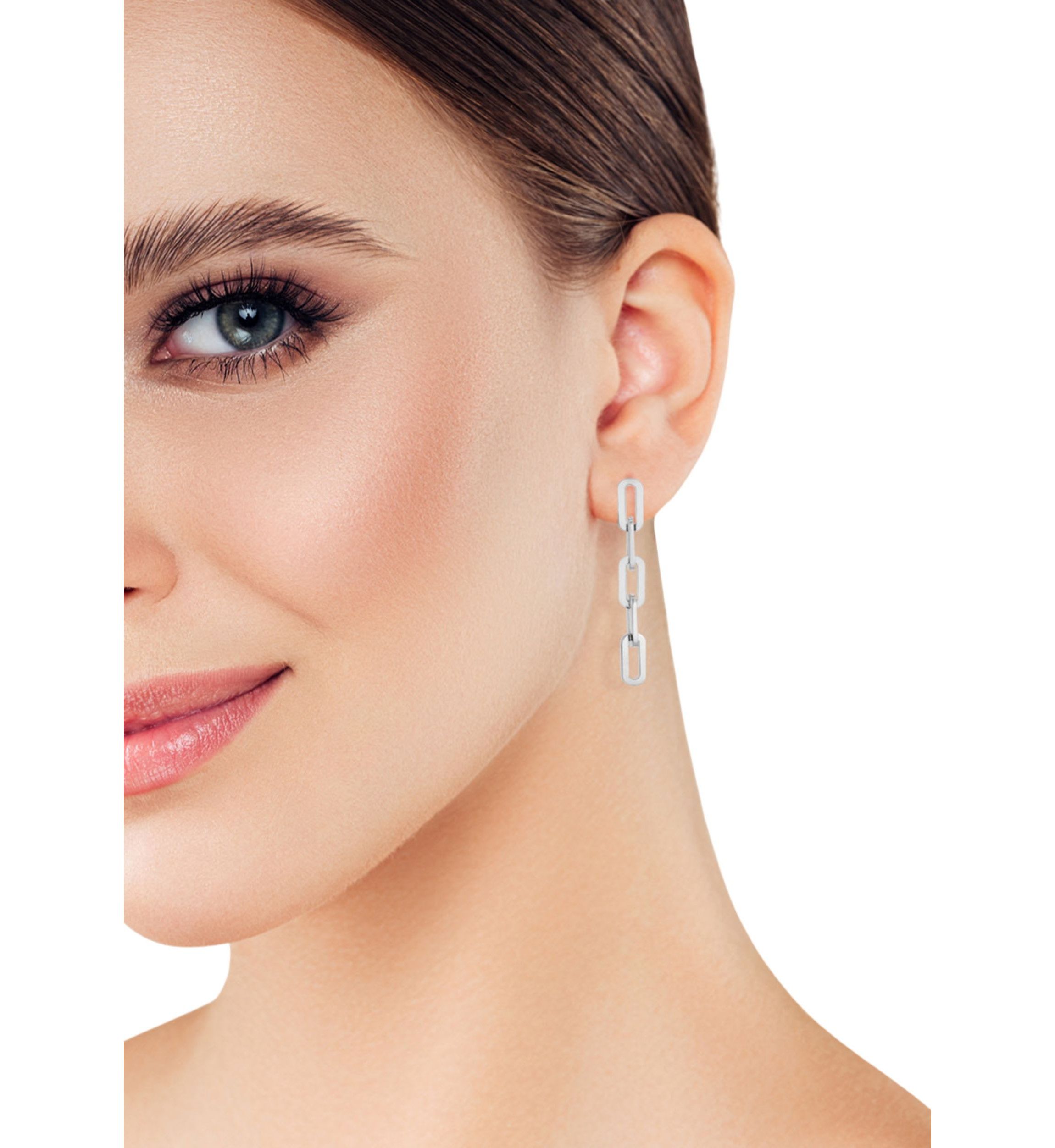 Sterling Silver 5-Link Paperclip Drop Earrings