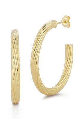 Sphera Milano Sterling Silver Twist Oval Hoop Earrings, Gold