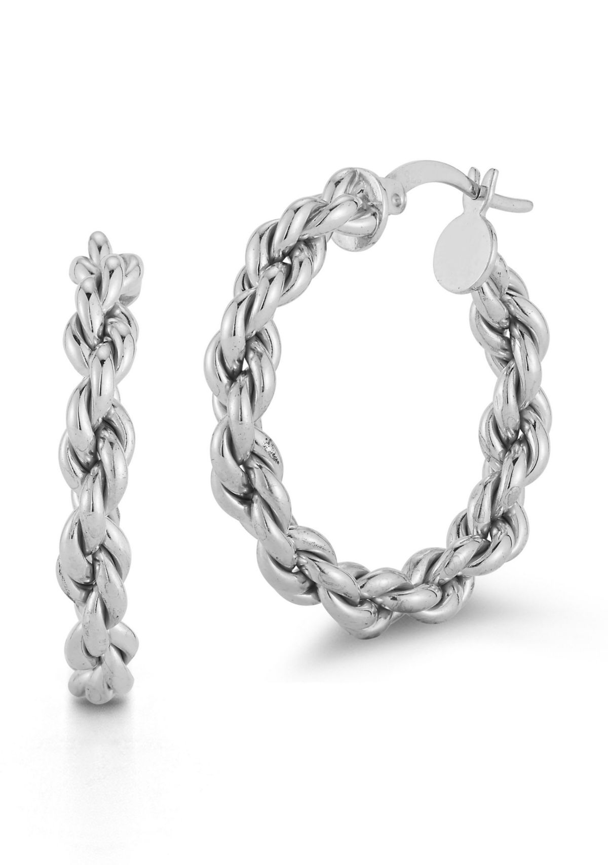 Sterling Silver Rope Chain Hoop Earrings