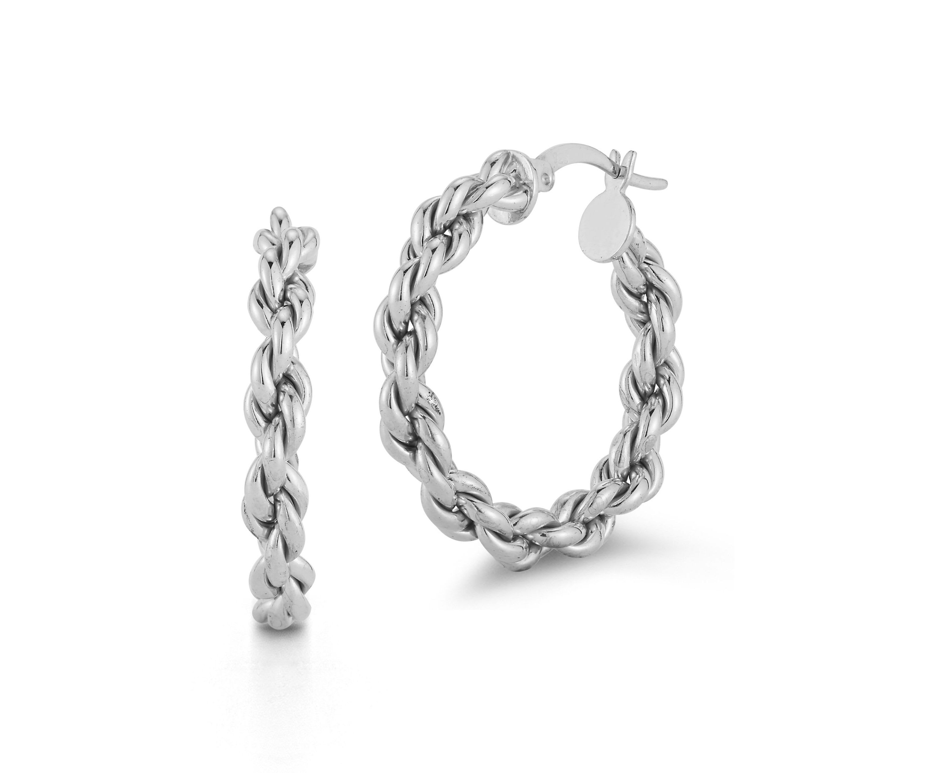 Sterling Silver Rope Chain Hoop Earrings