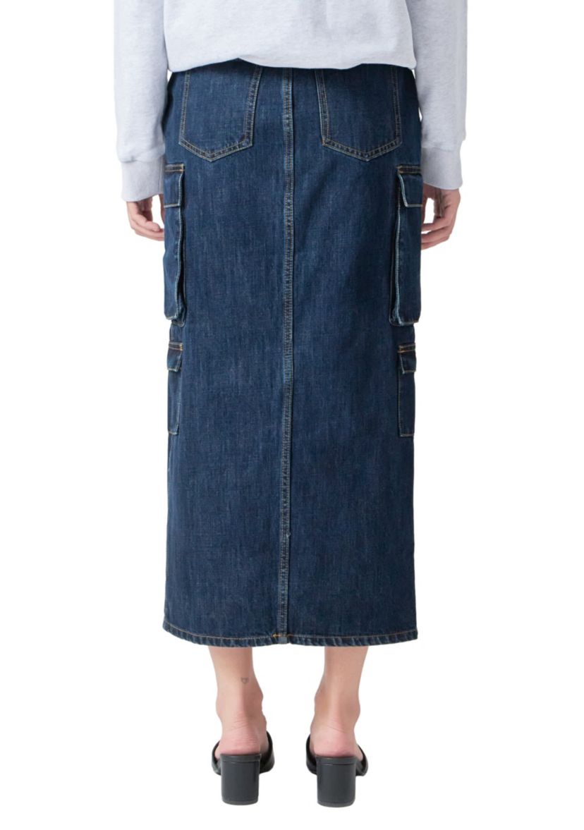 Denim Cargo Maxi Skirt