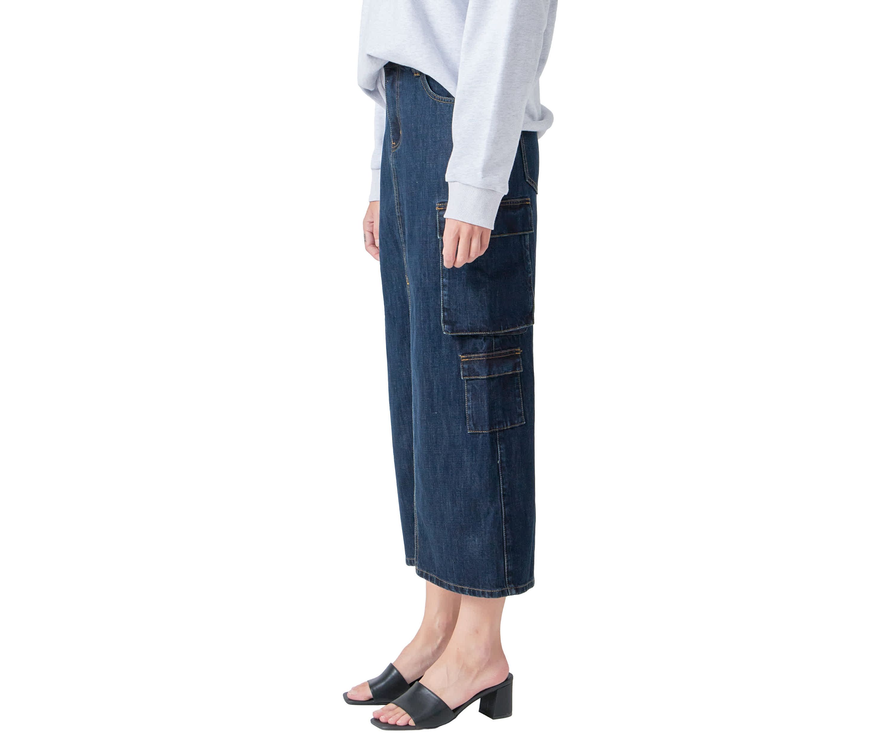 Denim Cargo Maxi Skirt