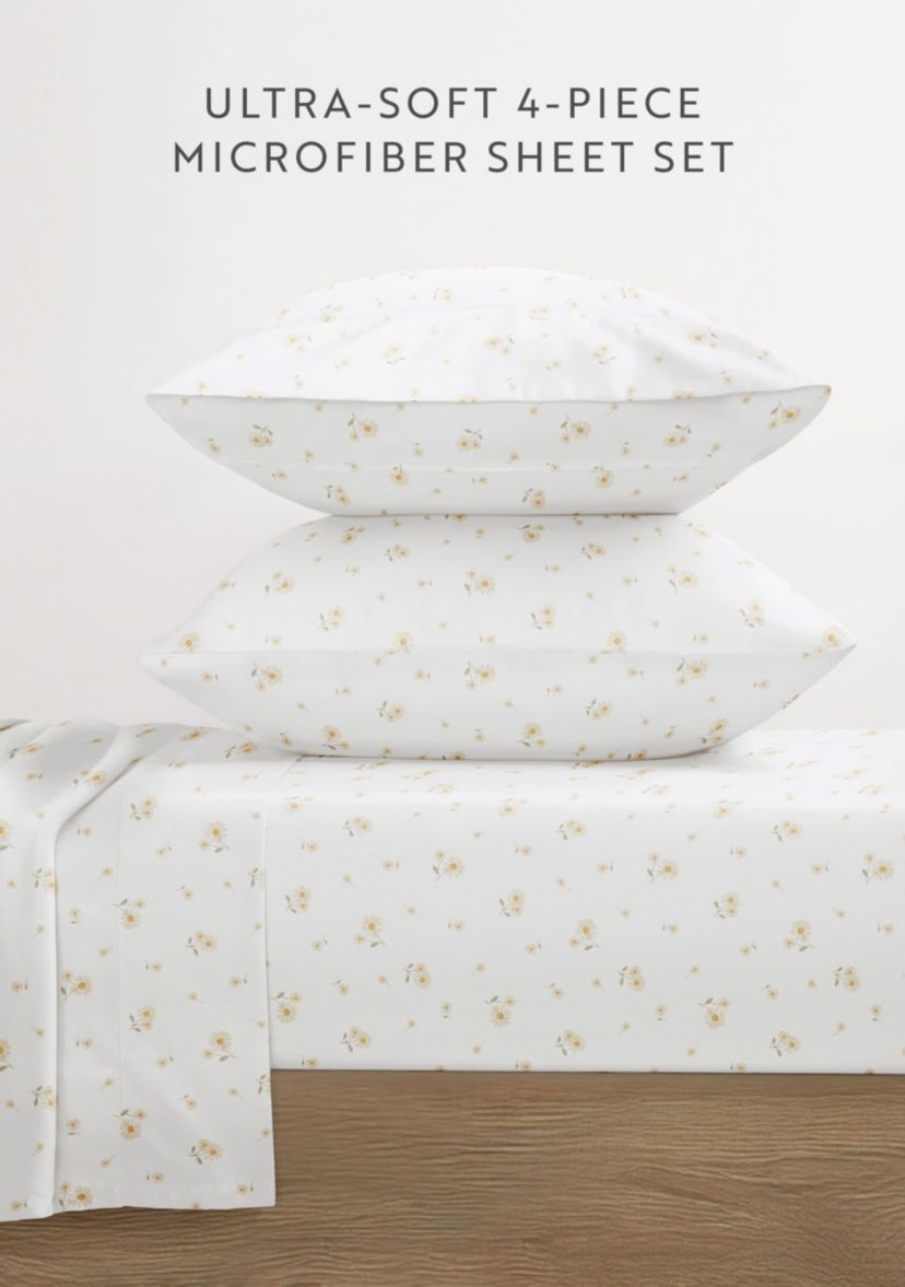 Ultra Soft 4-Piece Sweet Florals Ditsy Patterned  Sheet Set