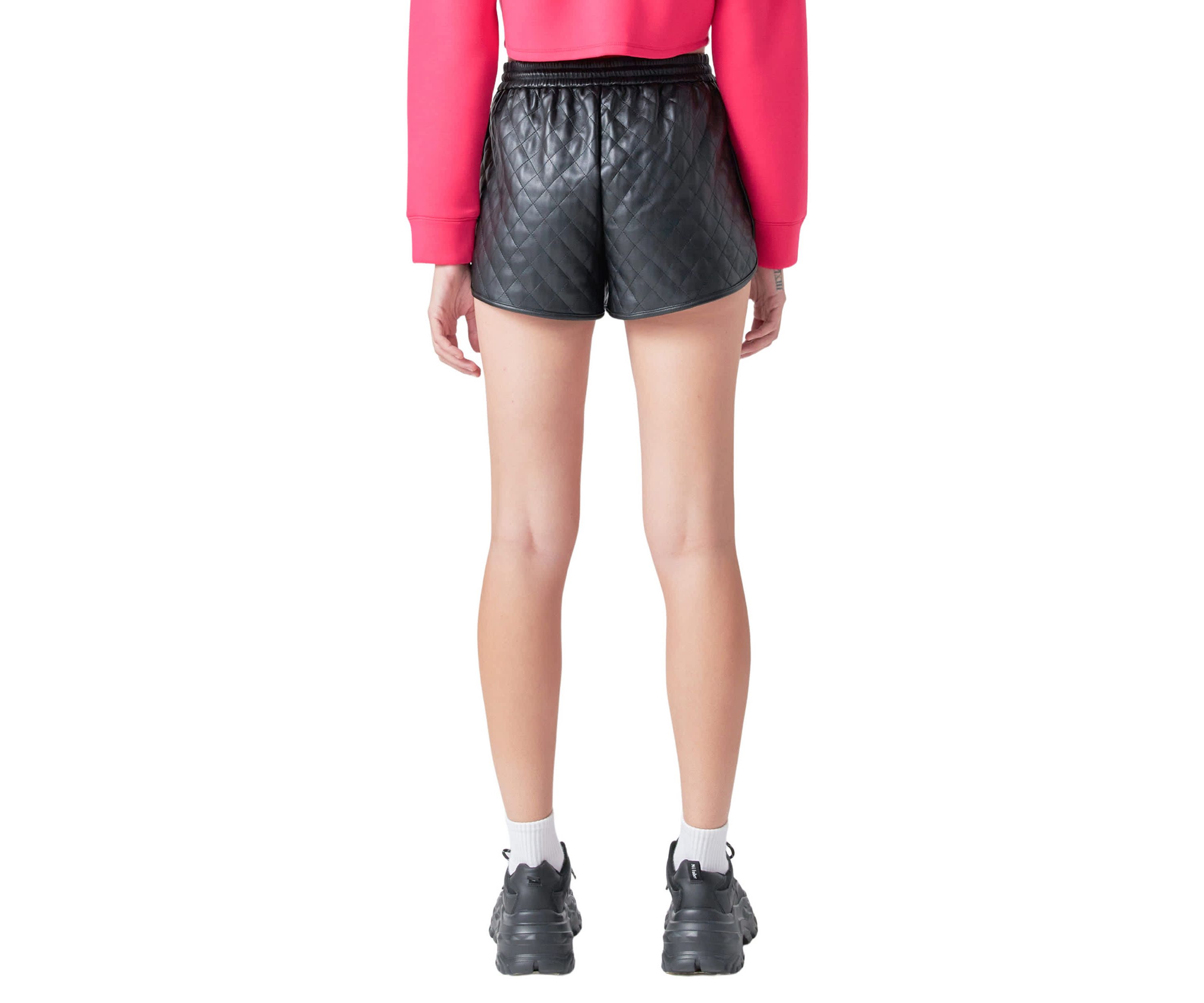 Faux Leather Diamond Stitch Shorts