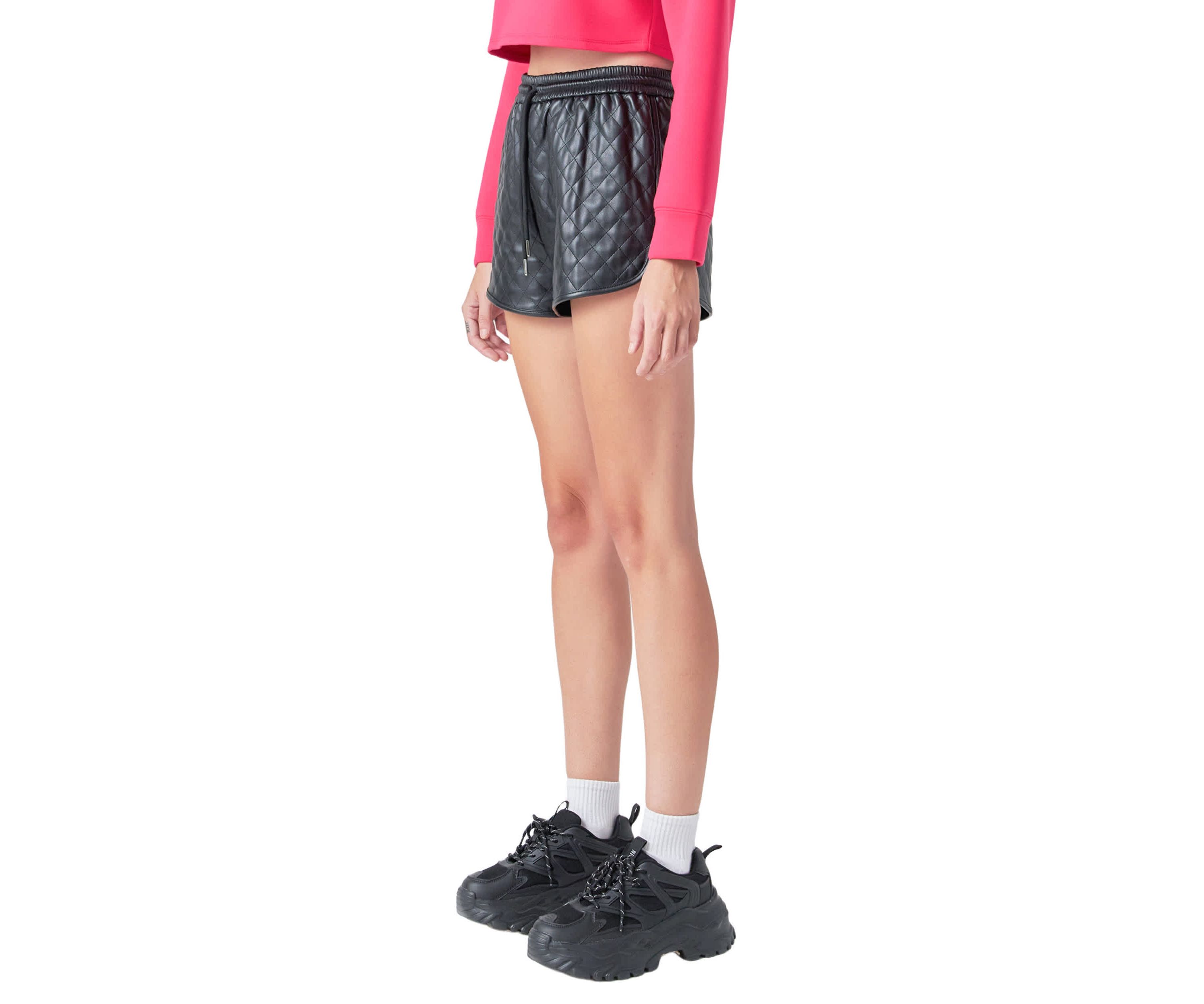 Faux Leather Diamond Stitch Shorts
