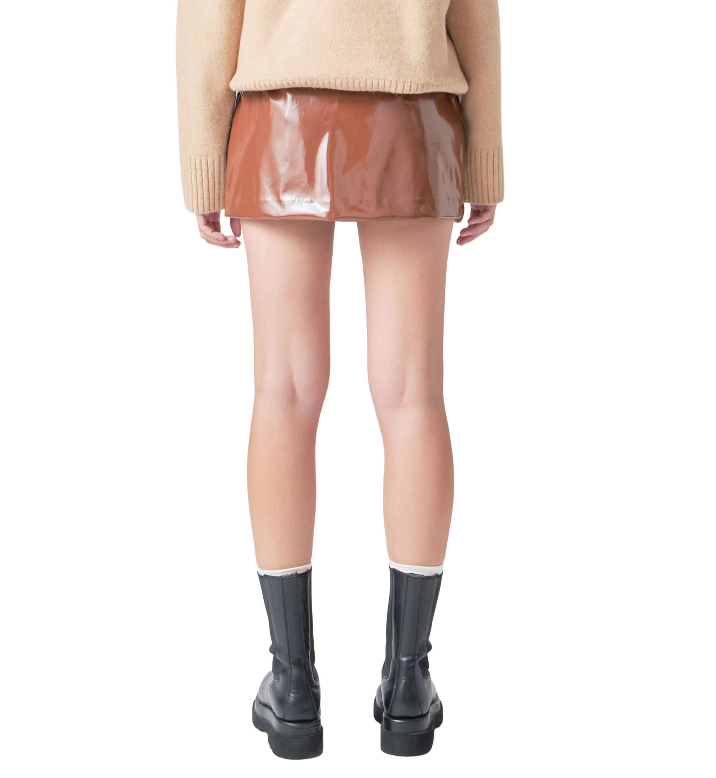 Glossy Leather Skort