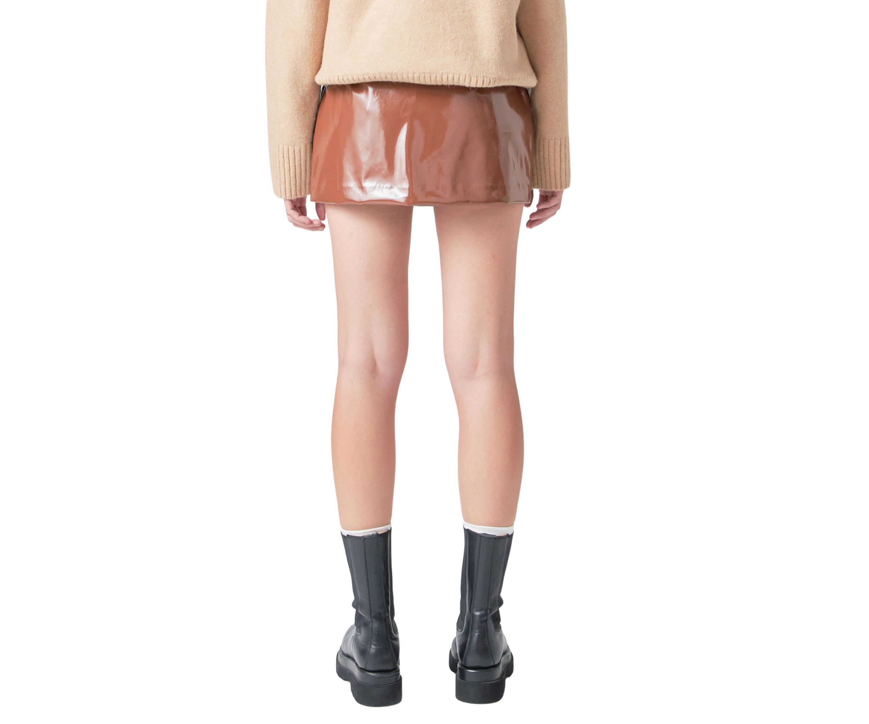 Glossy Leather Skort