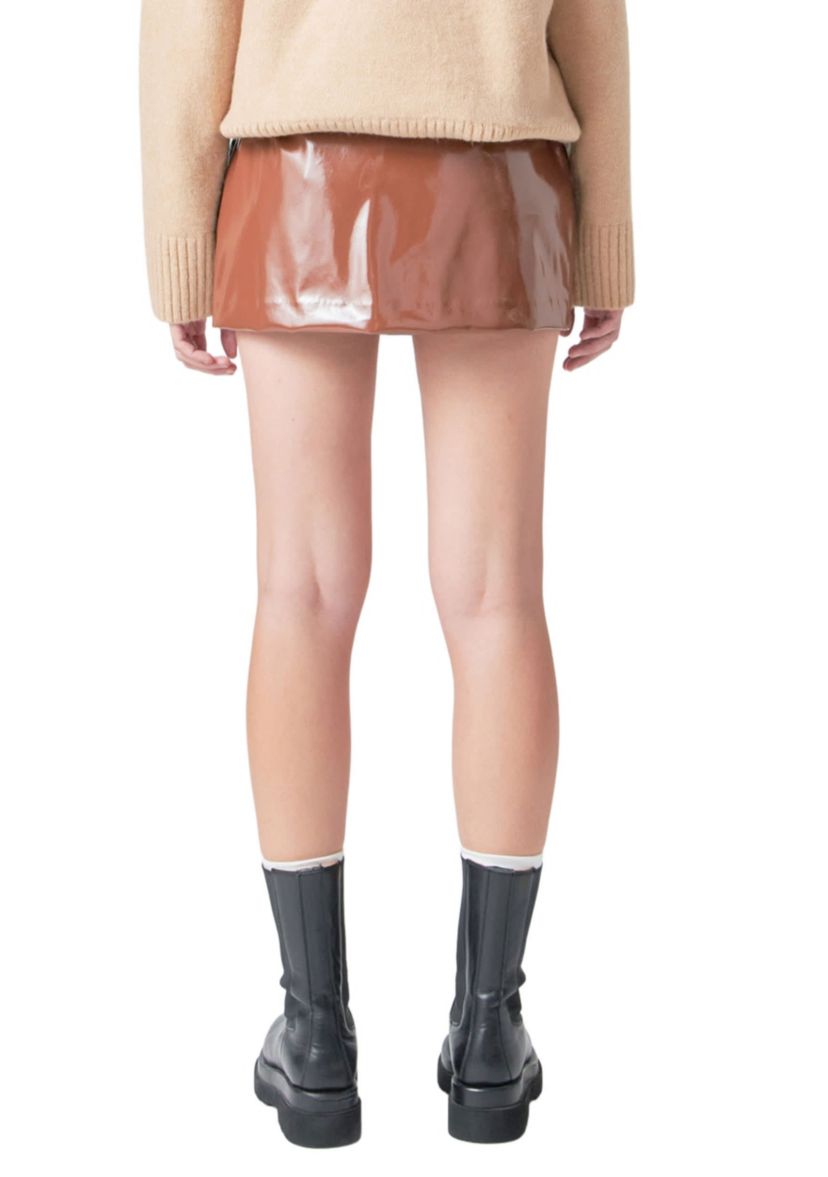 Glossy Leather Skort