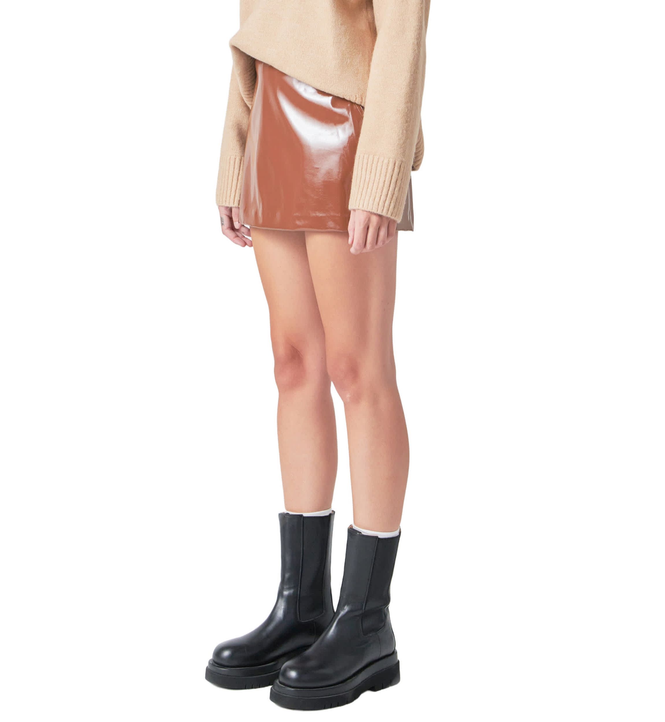 Glossy Leather Skort