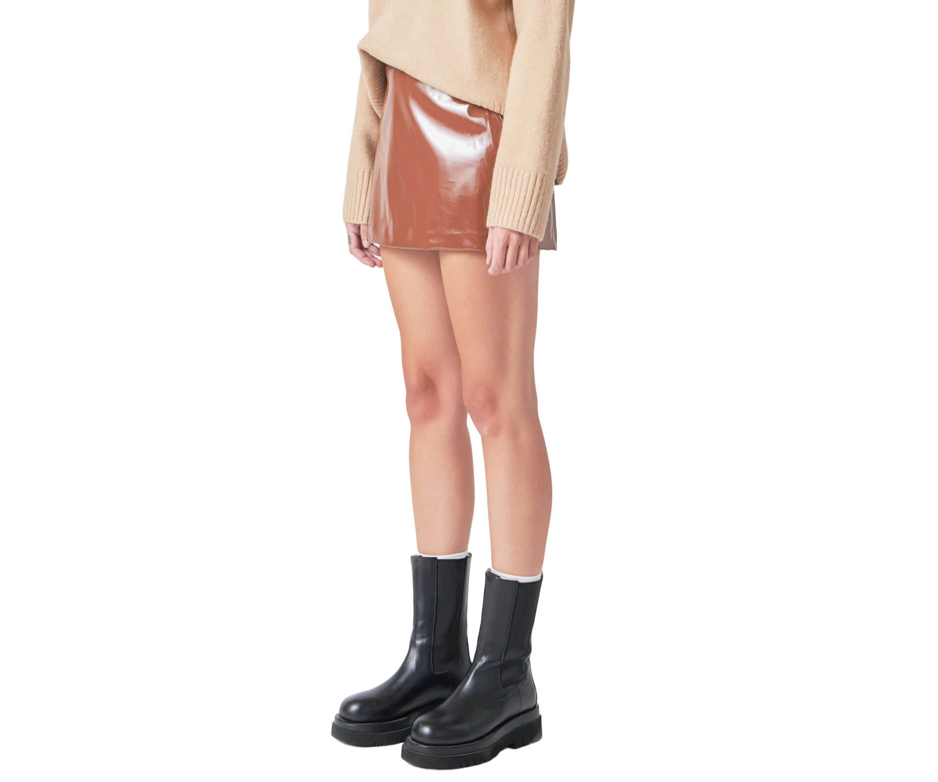 Glossy Leather Skort