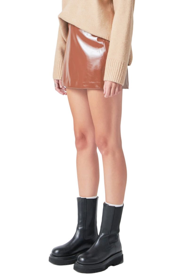 Glossy Leather Skort